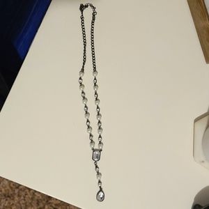 Fake diamond and pearl necklace